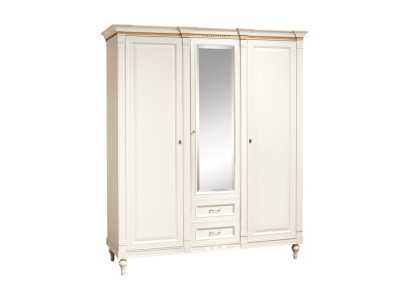 Klassischer Schrank Kleiderschrank Massiv Landhaus Großer Spiegelschrank FL-D4