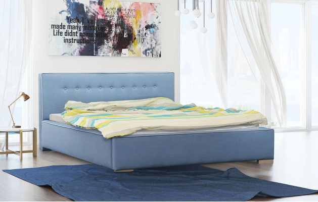 Bettrahmen Doppelbett Bett Ehebett Betten Polsterbett Schlafzimmer Grau Neu
