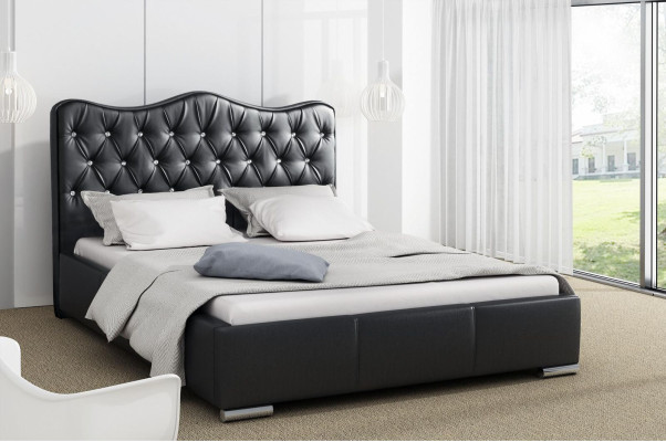 Bettrahmen Betten Ehebett Modern Bett Kunstleder Polsterbett Doppelbett Schwarz