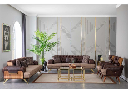 Chesterfield Sofagarnitur Set 4tlg. Polster Möbel Sofa Couch Couchgarnitur