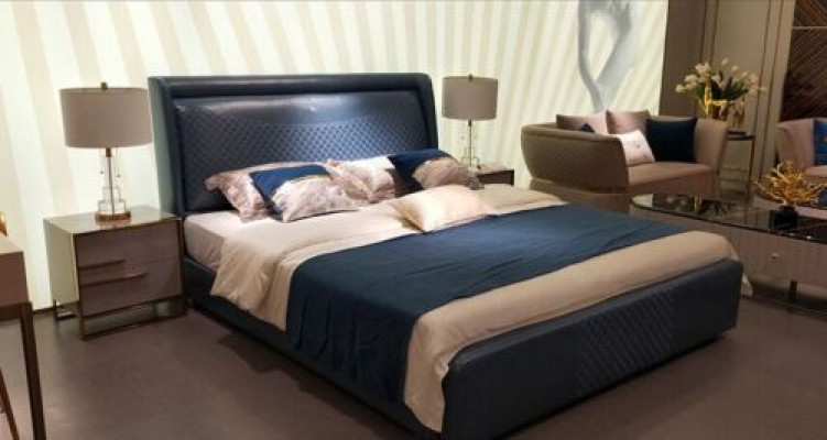 Doppelbett Moderne Betten Polster Leder Designer Ehe Modernes Bett
