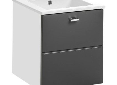 Badmöbel Set 40cm Waschbecken mit Unterschrank Waschtisch Schublade Hängeschrank