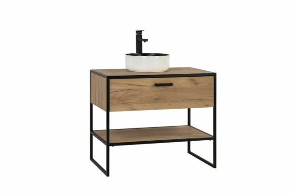 Badmöbel Set 90cm Waschbecken Loft Unterschrank Waschtisch Schublade