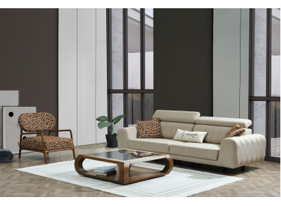 Sofagarnitur Stoffsofa Polstersofa Dreisitzer Sessel Beige Sofa 2tlg