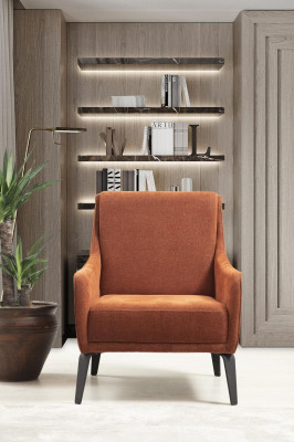 Sessel Ohrensessel Stoffsessel Einsitzer Stoff Orange Polster Möbel