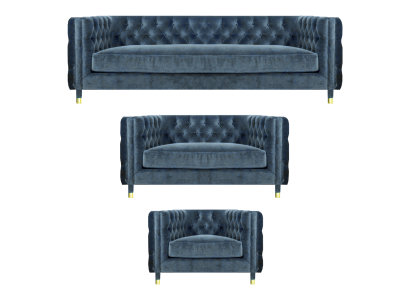 Chestefield Grau Wohnzimmer Komplett 4+2+1 Sofas Set 3tlg Polstermöbel