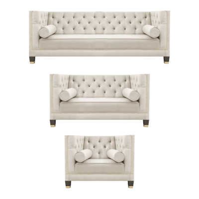 Weiß Sofagarnitur Textilsofa Wohnzimmer Luxus 3+2+1 Einrichtung Chesterfield