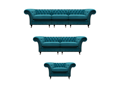 Luxus Set 3tlg Sofas Polstermöbel Sessel Couch Wohnzimmer Chesterfield