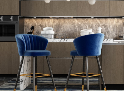 Barhocker Barstuhl Blau Samt Design Barstühle Bar Hocker Stühle Neu
