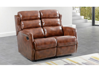 Sofa 2 Sitzer Braun Sofas Stil Luxus Wohnzimmer Modernes Design Kunstleder