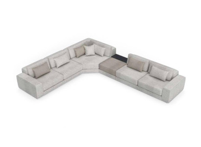 Grau Ecksofa L Form Wohnlandschaft Couch Möbel Textil Holz Sofa Couchen