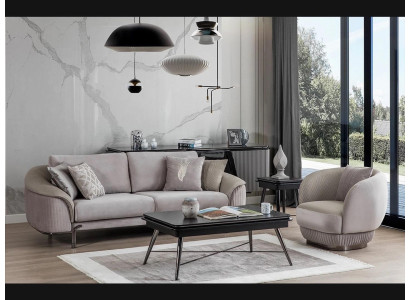 Komplett Set 2tlg Sessel Design Dreisitzer Sofa Wohnzimmer Luxus Design