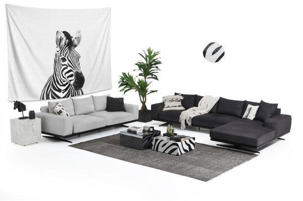 Ecksofa L-Form Sofa Wohnzimmer Grau Modern Stoff Sofas Sitzer Design