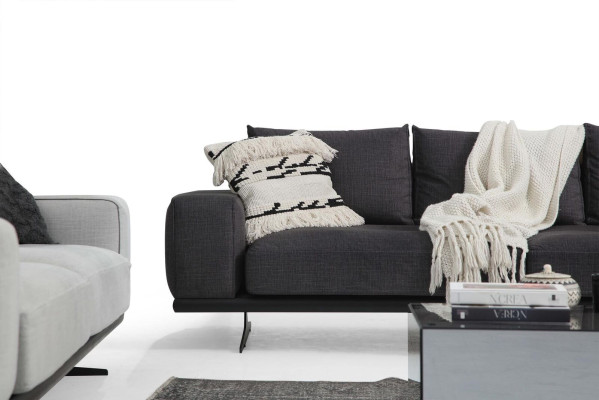 Ecksofa L-Form Sofa Wohnzimmer Grau Modern Stoff Sofas Sitzer Design