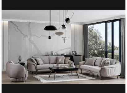 Wohnzimmer Luxus Grau Sofa Set 2x Dreisitzer Sofas Neu Sessel Design Möbel