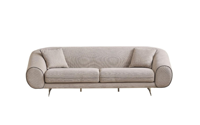 Moderne Beige Couch Wohnzimmer 3-Sitzer Luxus Polster Designer Sofas