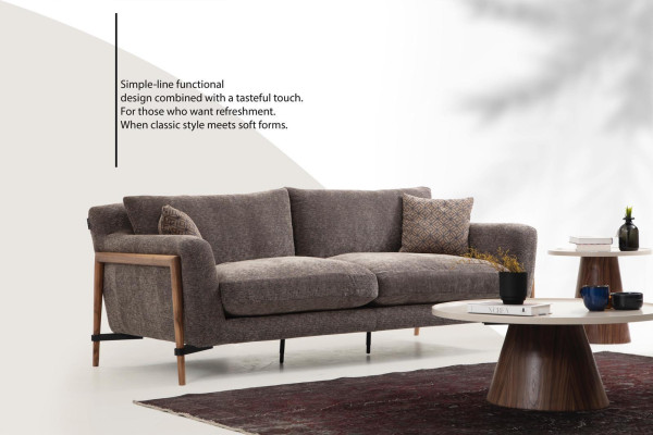 Sofas Sofagarnitur 4 Sitzer Sessel Viersitzer Stoff Wohnzimmer Grau 