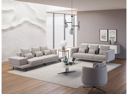 Wohnzimmer Komplett 2x Sofa Dreisitzer Textil Polstermöbel Sessel Neu Couchtisch