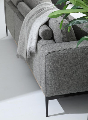 Sofagarnitur 2 Sitzer Sessel Zweisitzer Stoff Sofas Modern Design Grau