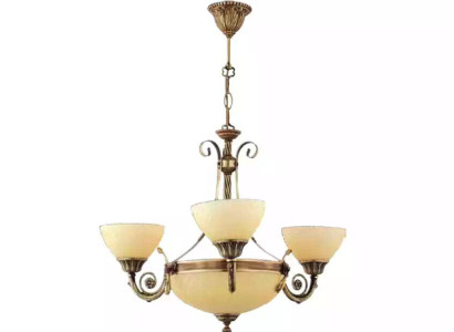  Deckenleuchter Lampe Deckenlampe Lüster Kronleuchter Glas Beige Art