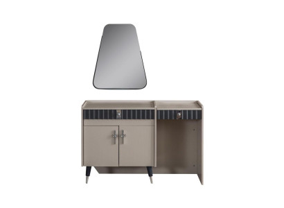 Beiger Schminktisch Holz Kosmetiktisch Designer Konsole Spiegel 2tlg
