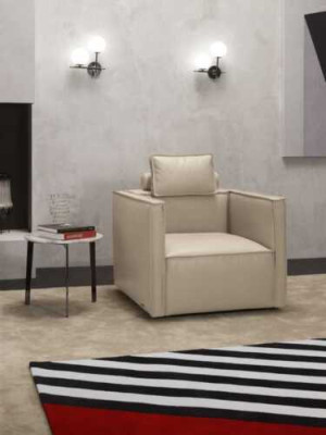 Sessel Einsitzer Luxus 1 Sitz Polster Sitz Design Beige Sitz Leder Prianera Neu