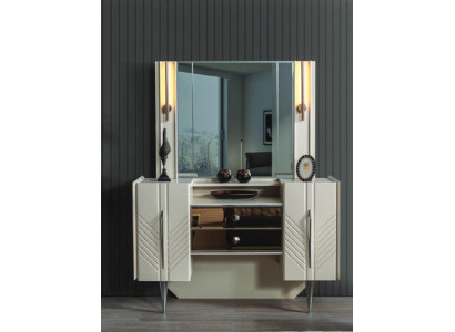 Schlafzimmer Set Luxus Weißer Schminktisch Spiegel Designer 2tlg Set