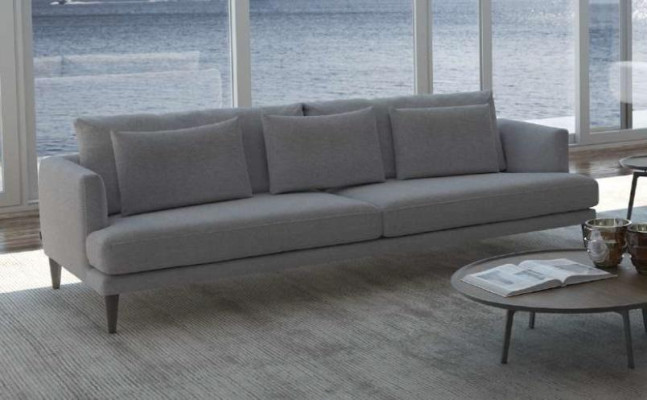 Große Wohnzimmergarnitur Dreisitzer Sessel Couchtische Graue Holzmöbel