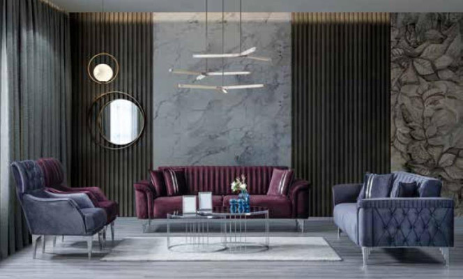 Moderne Sofagarnitur Dreisitzer Zweisitzer Sessel Stoffmöbel Wohnzimmer
