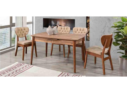 Beige Esszimmer Garnitur Luxus Set 4x Stühle Chesterfield Neu