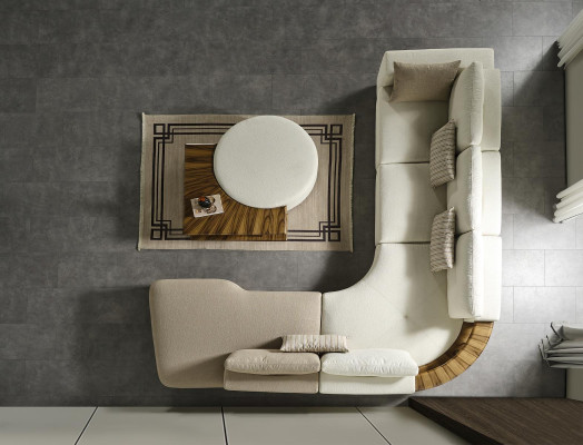 Couchtisch Tisch Beistelltisch Wohnzimmer Modern Weiß Rund Stoff Holz