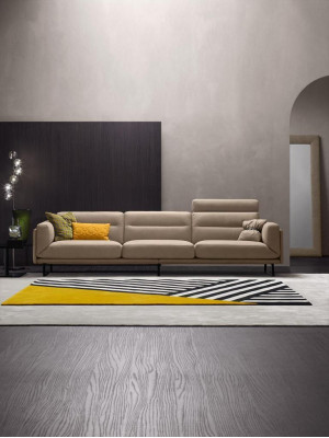 Komplette Couchgarnitur Sofagarnitur Beige Sofa 4+3 Sitz Gruppe Leder