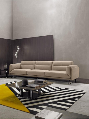 Komplette Couchgarnitur Sofagarnitur Beige Sofa 4+3 Sitz Gruppe Leder