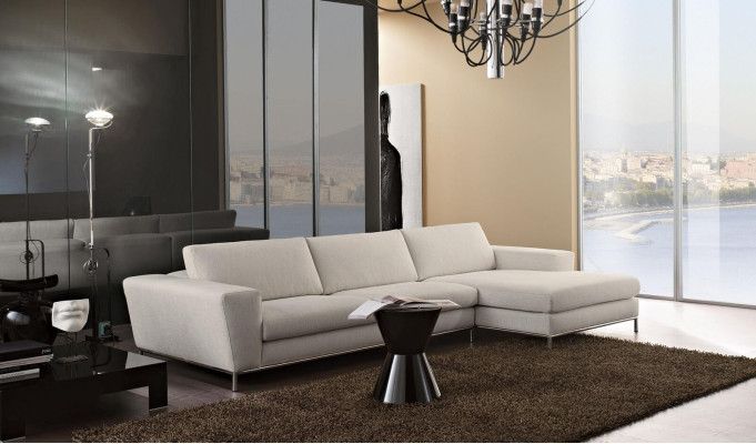 Textil Luxus Ecksofa L-form Polster Modern Weiß Sitz Möbel Wohnzimmer Eck Neu
