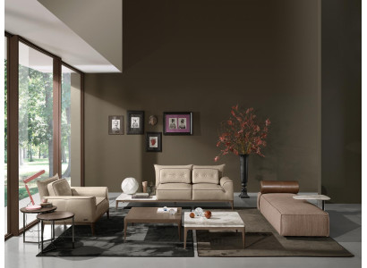  Luxus Garnitur Sofagarnitur 2+1 Sitz Sofa Sofas Sessel Leder 2tlg. PRIANERA