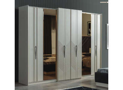 Weißer Moderner Kleiderschrank Schlafzimmer 4-türiger Holz Schrank Neu