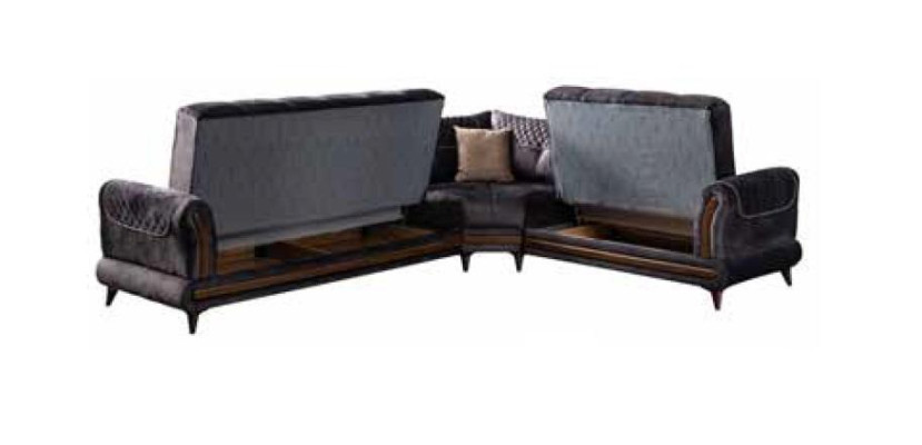 Graues modernes Sofa Ecksofa Textilmöbel bequemes Sofa L-Form neu