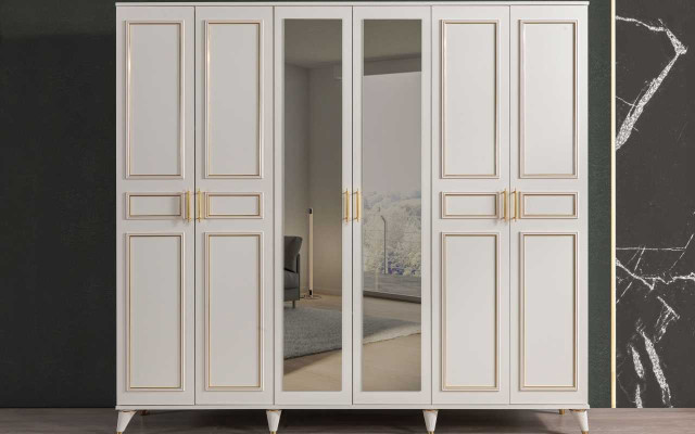 Weißer Kleiderschrank Glasschrank Schlafzimmer Designer Holz Möbel Neu