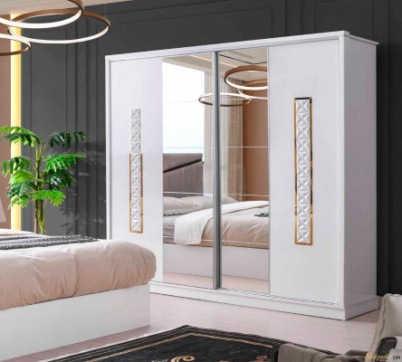Schlafzimmer Kleiderschrank Rechteck Modern Stil Design Weiß Einfarbig