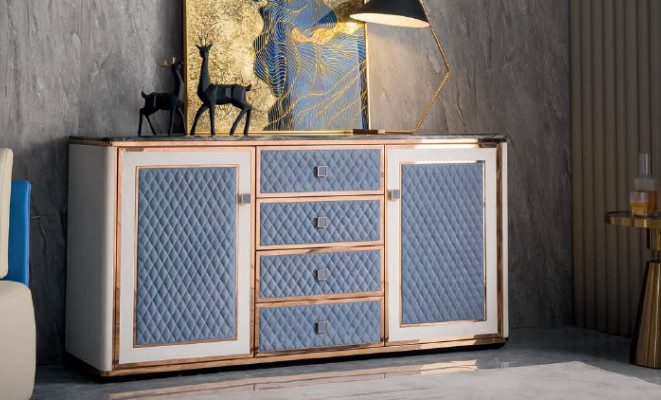 Kommode Moderne Sideboards 4 Schubladen 2 Turen Hochschrank