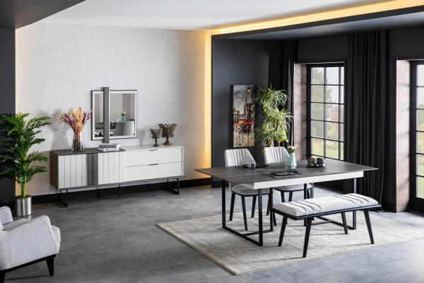 Esszimmer Tisch 4x Stühle 5tlg. Design Möbel Modern Set Garnitur Neu
