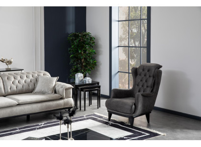 Sessel Design Couch Kunstleder Lounge Polster Sitzer Luxus Grau Neu