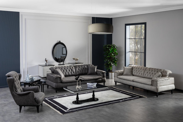 Sessel Design Couch Kunstleder Lounge Polster Sitzer Luxus Grau Neu