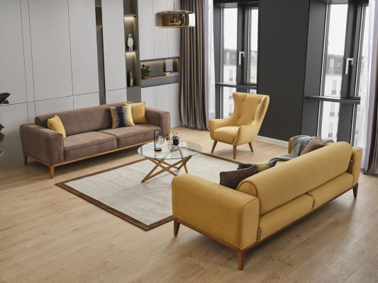 Wohnzimmers Sessel Design Couch Luxus Lounge Polster Club Disco Gelb