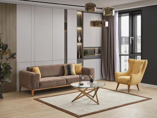 Wohnzimmers Sessel Design Couch Luxus Lounge Polster Club Disco Gelb