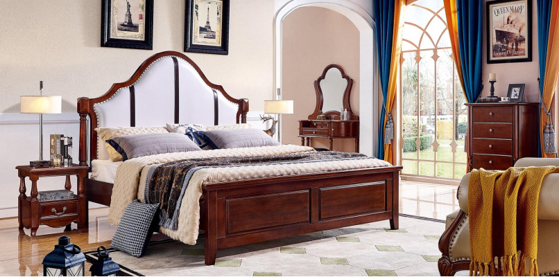 Schlafzimmer Betten Doppel Bettrahmen Holz Doppelbett Polster Bett