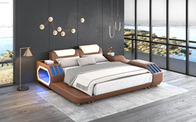 Luxus Led Betten Beleuchtetes Schlafzimmer Bett Lederbett 180x200 Möbel