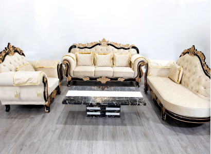 Klassische Chesterfield Couch Barock Stil Sofgarnitur Gruppe Couchen 3tlg.