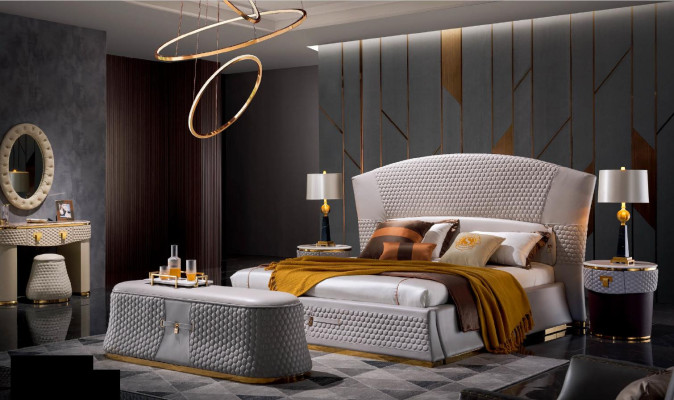 Bett + 2x Nachttisch 3 tlg Schlafzimmer Set Design Modern Luxus Klassische