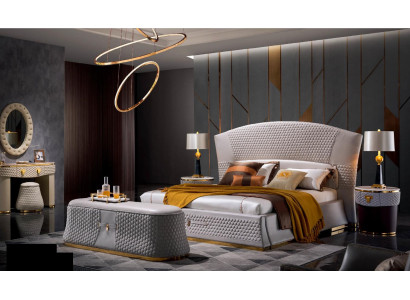 Bett + 2x Nachttisch 3 tlg Schlafzimmer Set Design Modern Luxus Klassische
